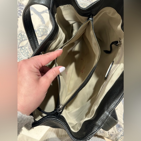 Valentino Estelle Rock Studded Pebbled Leather Black Tote Shoulder Bag - Picture 13 of 14